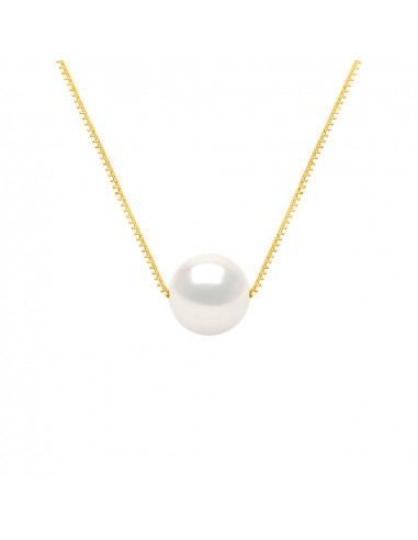 Collier Chaine en Or et Perle de Culture Ronde 8 mm - 3 Coloris - LILYA