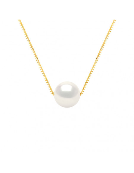 Collier Chaine en Or et Perle de Culture Ronde 8 mm - 3 Coloris - LILYA