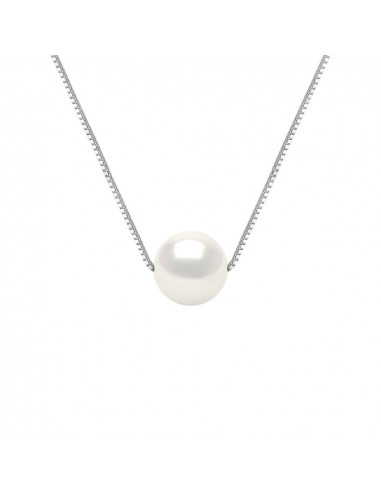 Collier Chaine en Or et Perle de Culture Ronde 8 mm - 3 Coloris - LILYA
