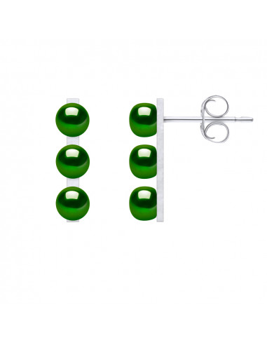 Boucles d'Oreilles Trilogy 3 Perles de Culture - 6 Coloris - Argent 925 - SARAH