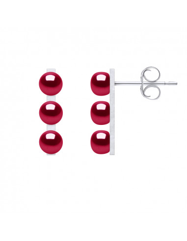 Boucles d'Oreilles Trilogy 3 Perles de Culture - 6 Coloris - Argent 925 - SARAH