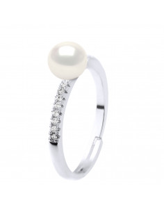 Bague Argent Massif et Véritable Perle Blanche