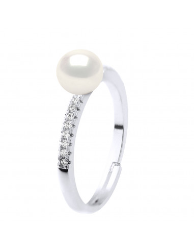 Bague Argent Massif et Véritable Perle Blanche