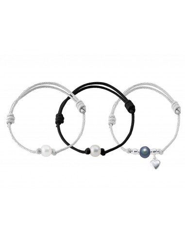 3 Bracelets Link & Silver 925 Thousandth - Freshwater Culture Pearl -Manufacture Royal Pearls of the Pacific
