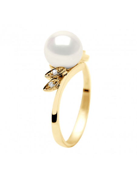 Bague Joaillerie en Or, Diamants et Perle de Culture 7 mm - STELLA