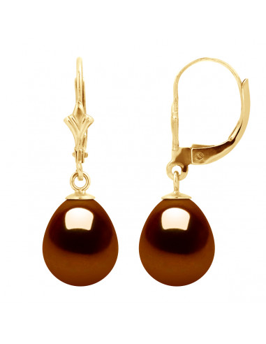 Pendientes de colgantes de oro y cuentas de cultivo 9 mm - 4 colores - Katy