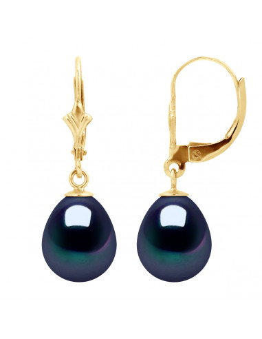 Pendientes de colgantes de oro y cuentas de cultivo 9 mm - 4 colores - Katy