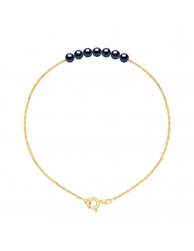 Bracelet Chaîne et en Or avec 7 Perles Rondes - 4 Coloris - MINA