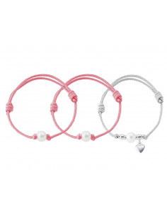 3 bracciali Link & Silver 925 millesimo - Cultura d'acqua dolce perla -Smuffazione perle reali del Pacifico