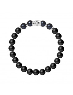 Bracelet Head of Death Pearls of Black Culture - Silver 925 - Hashi
