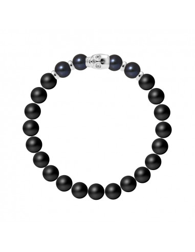 Bracelet Tête de Mort Perles de Culture Noires - Argent 925 - HASHI