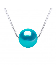 Catena collana con perla di cultura rotonda da 9 mm - 5 colori - 925 argento - ambra