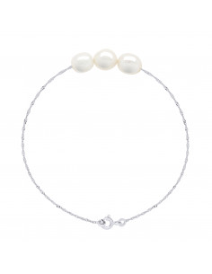 Bracelet 3 Perles de Culture Baroques 8 mm en Argent 925 - ALBA