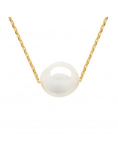 Gold Chain Necklace and Baroque Culture Pearl - 3 Colors - Tiphaine