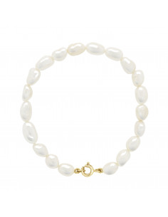 Bracelet Perles de Culture Baroques 6 mm - 4 Coloris - Fermoir Or Jaune - SILVIJA