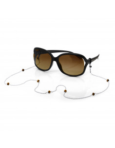 Chaîne de Lunettes, Porte masque en Argent 925 et Oeil de Tigre Véritable - ANALYSA