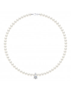 Collier Rang de Perles avec Solitaire Oxyde de Zirconium en Argent 925 - OCEANE