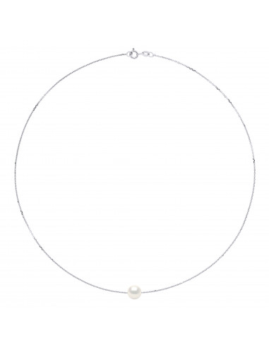 Collier Chaine Perle de Culture Ronde 8 mm en Argent 925 - 5 Coloris - ROMY
