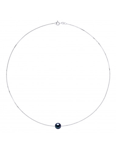 Collier Chaine Perle de Culture Ronde 8 mm en Argent 925 - 5 Coloris - ROMY