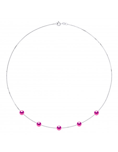 Collier 5 Perles de Culture Rondes 6 mm en Argent 925 - 5 Coloris - ROMY