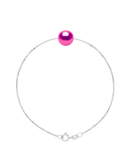 Bracelet Chaîne Vénitienne Argent Massif et Véritable Perle Chocolat